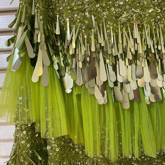 LIKE NEW Evening Gown statement couture neon green by Georges Hobeika - Picture 12 of 13